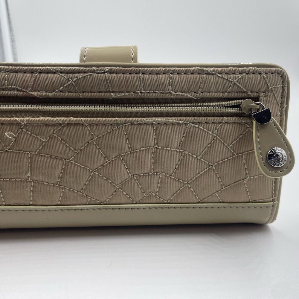 Vera Bradley tan khaki CAFE WALLET fold w/ coin - Picture 14 of 15
